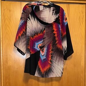 The Limited Colorful Abstract Women's Blouse Size XL Artful Graphic Design